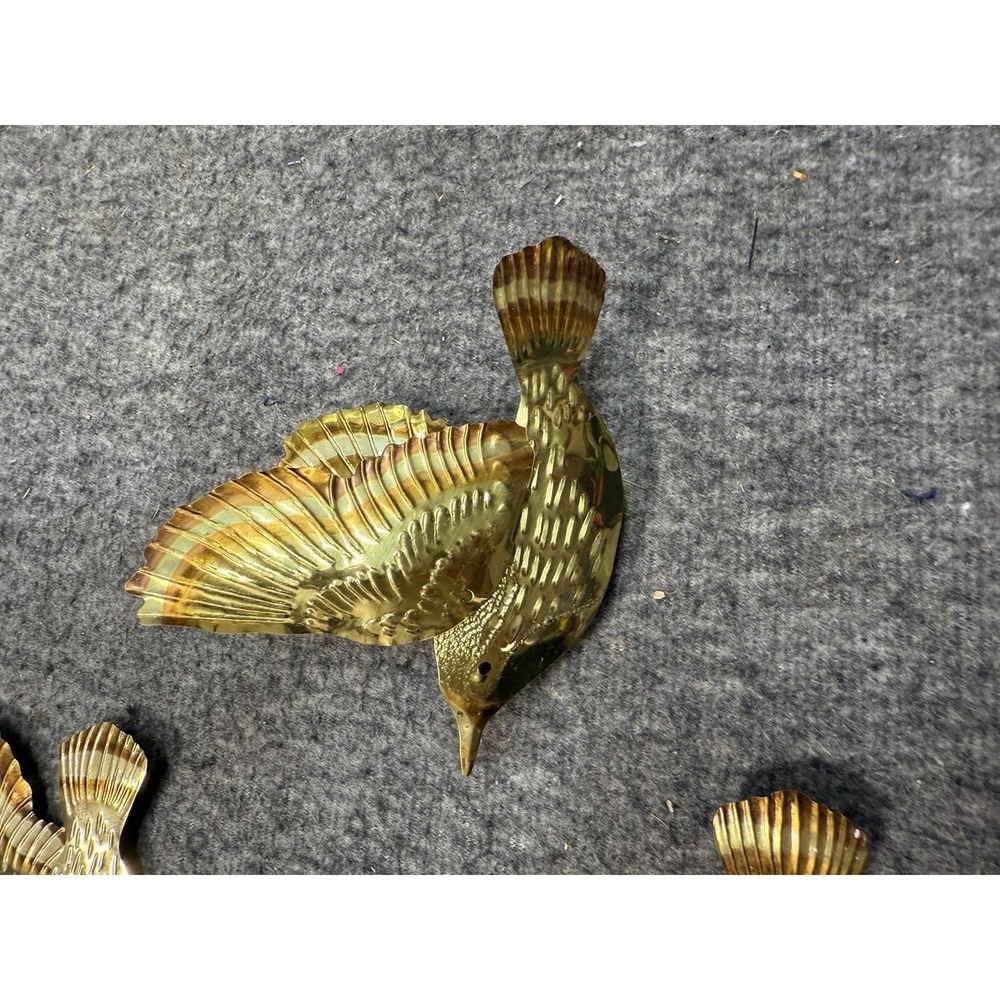 Set‎ of 3 Brass Flying Birds Wall Decor Metal Sculptures Swallow Trio Embossed - Picture 4 of 7